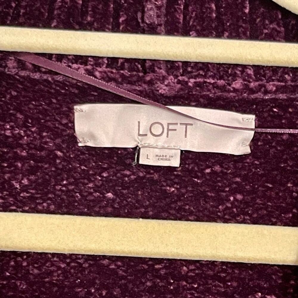 LOFT • Burgundy Chenille Open Front Cardigan Size Large - Picture 6 of 8